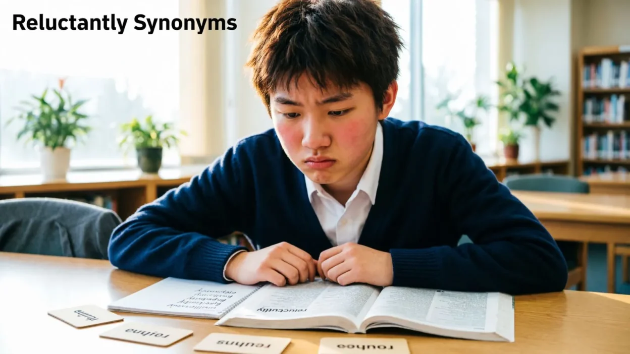 Reluctantly Synonyms