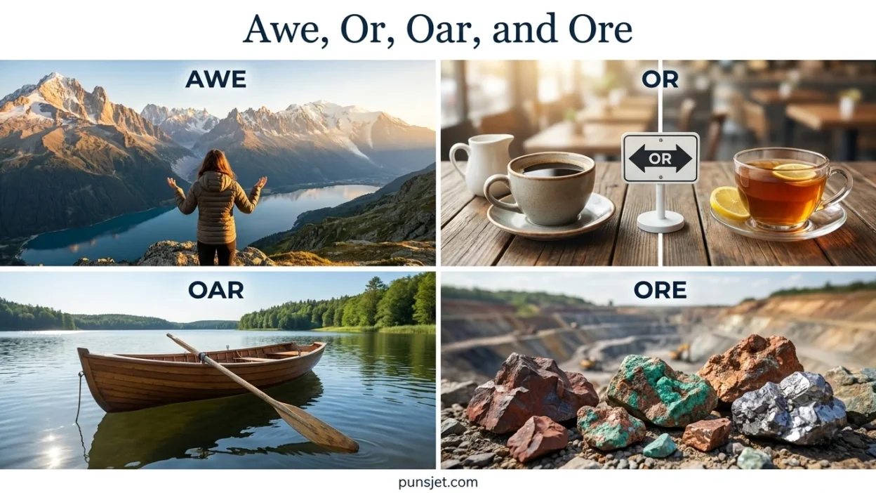 Awe, Or, Oar, and Ore