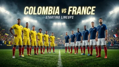 Colombia National Football Team vs France National Football Team Lineups