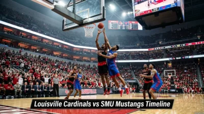 Louisville Cardinals Men's Basketball vs SMU Mustangs Men's Basketball Timeline