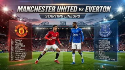 Manchester United F.C. vs Everton F.C. Lineups