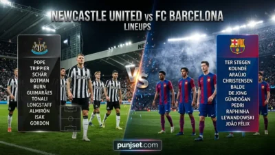 Newcastle United F.C. vs FC Barcelona Lineups